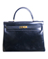 Kelly 35 Box Leather in Black, front view